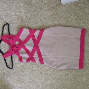 Magenta &Creme crosscross bandage dress